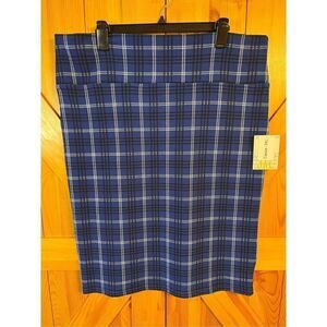 Lularoe Plaid 3XLCassie Pencil Skirt Black Blue White Stripe Lines nwt (2491)